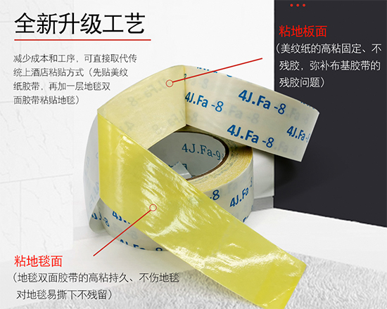 酒店展會(huì)專(zhuān)用雙面美紋紙膠帶 地毯雙面膠 不傷地板 不殘膠易清理