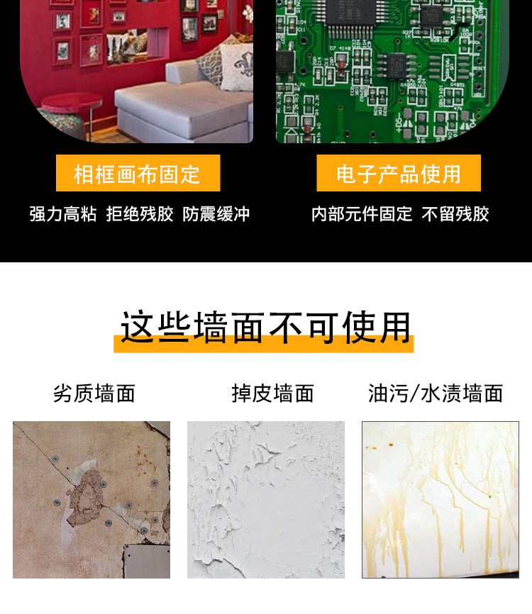 海翔之星可移除泡棉膠帶高粘可易不殘膠可反復多次使用